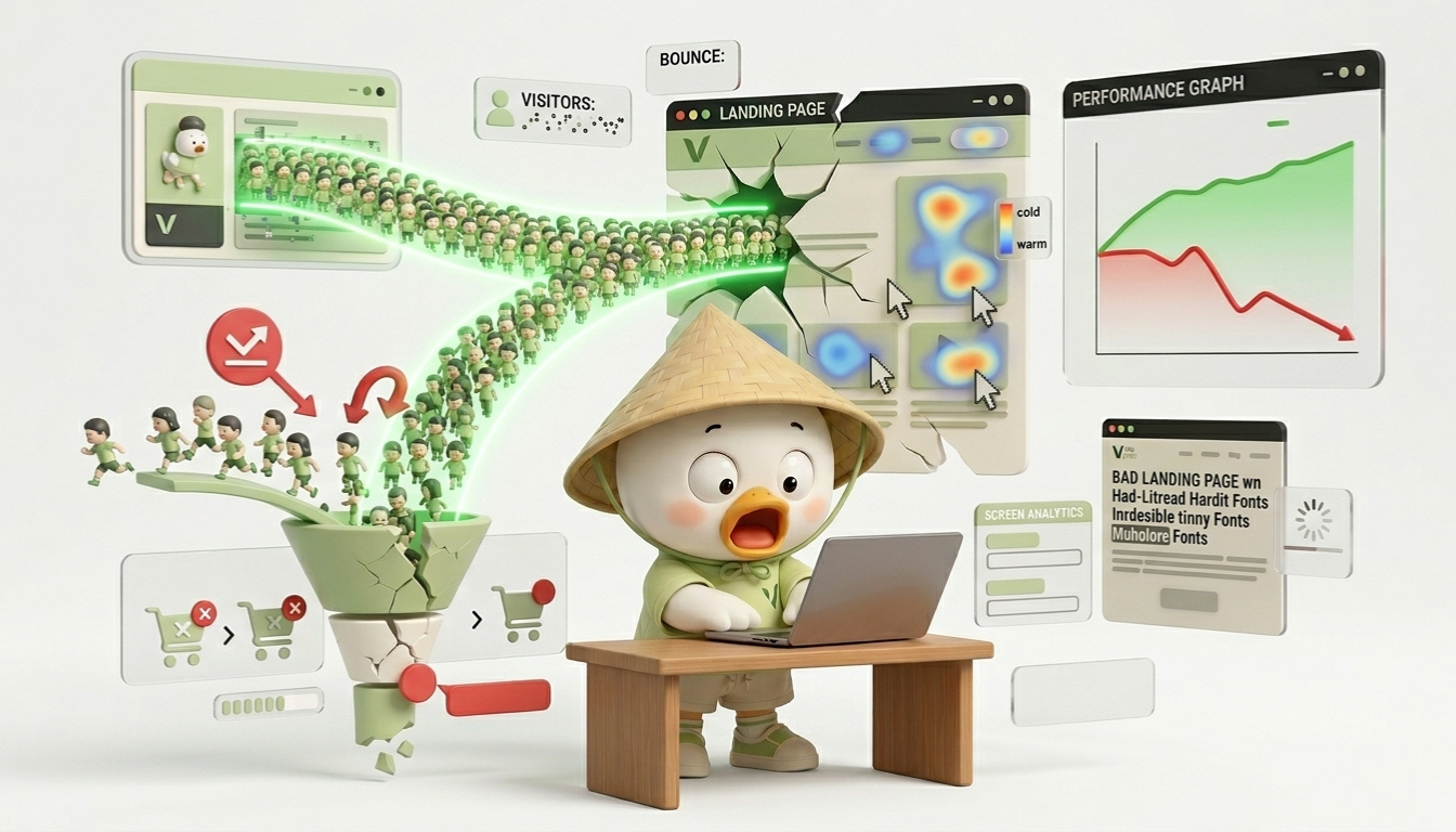 Chạy quảng cáo Facebook thất bại vì Landing Page yếu, tốc độ chậm và trải nghiệm kém